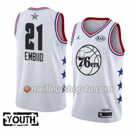 Maillot Basket Enfant Philadelphia 76ers Joel Embiid 21 2019 All-Star Jordan Brand Blanc Swingman